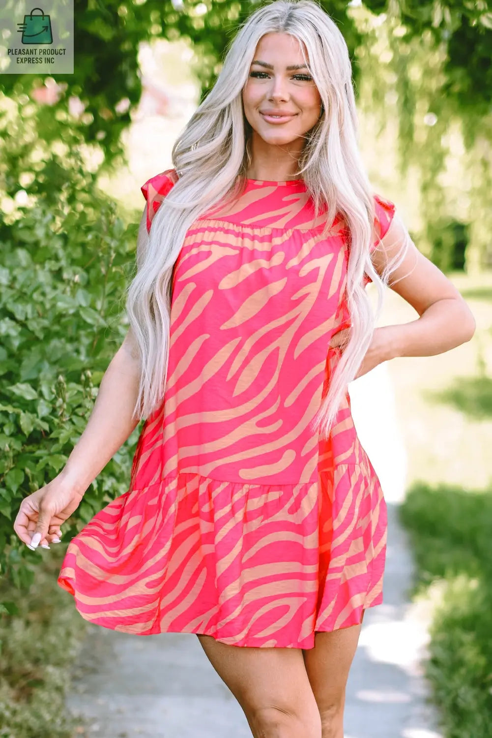 Matilda Zebra Stripe Pocketed Dress-0