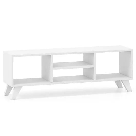 Media TV Console Table with Raised Support Legs-White-1
