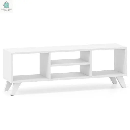 Media TV Console Table with Raised Support Legs-White-1