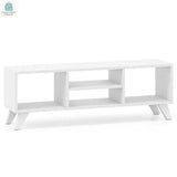 Media TV Console Table with Raised Support Legs-White-1