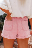 Melany Vintage Washed Frilled High Waist Denim Shorts-1