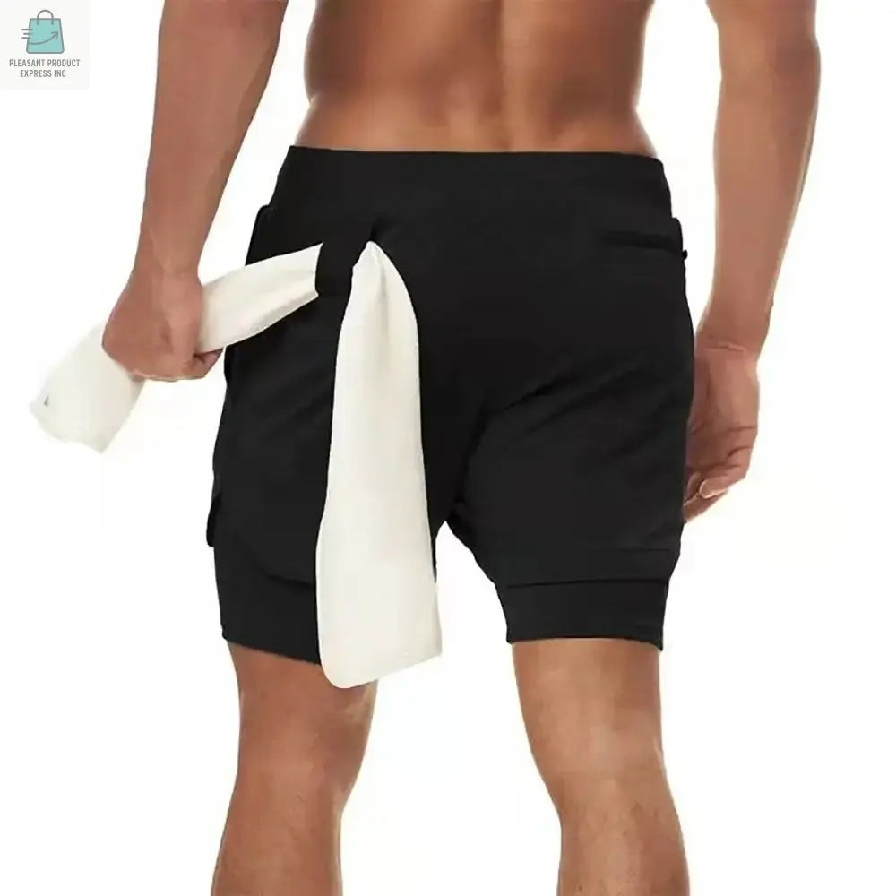 Men Running Shorts 2 In 1 Double-deck Sport ShortsPleasant Product