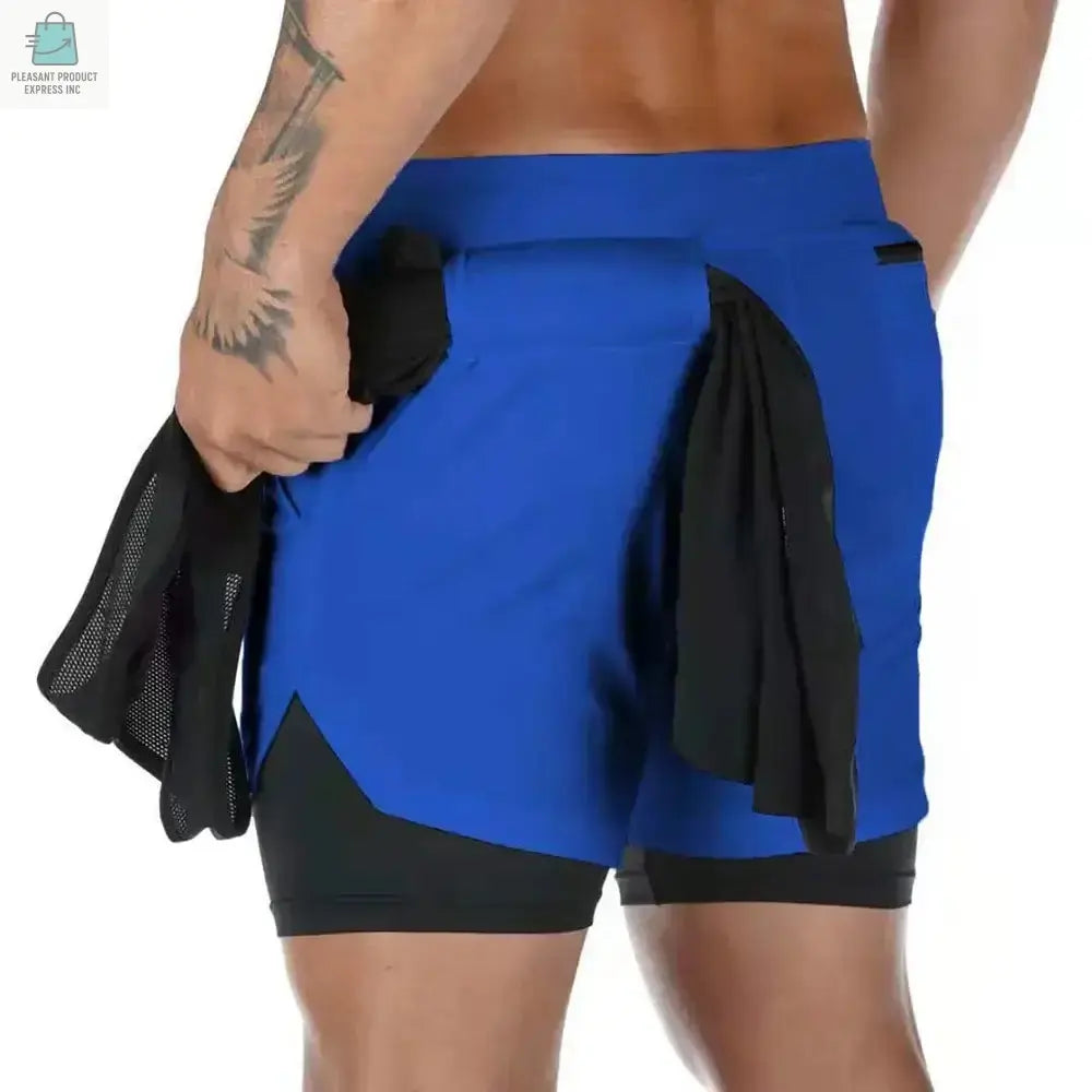 Men Running Shorts 2 In 1 Double-deck Sport ShortsPleasant Product