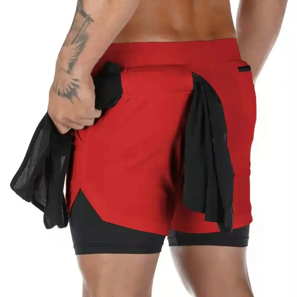 Men Running Shorts 2 In 1 Double-deck Sport ShortsPleasant Product