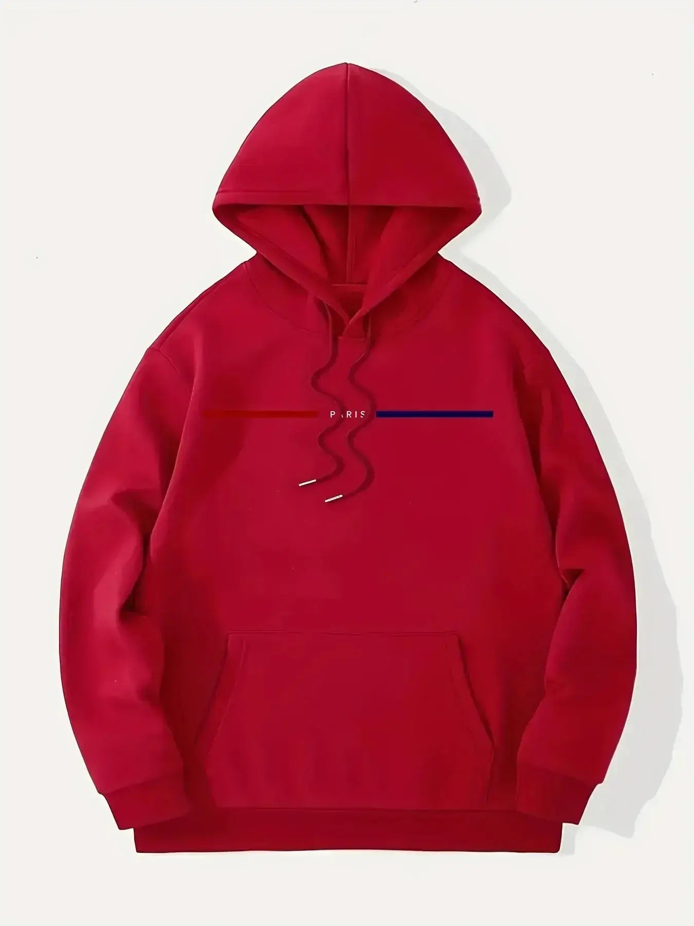 Men's casual long sleeved red hoodie made from 100% polyester for autumn and winter wear