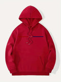 Men's casual long sleeved red hoodie made from 100% polyester for autumn and winter wear