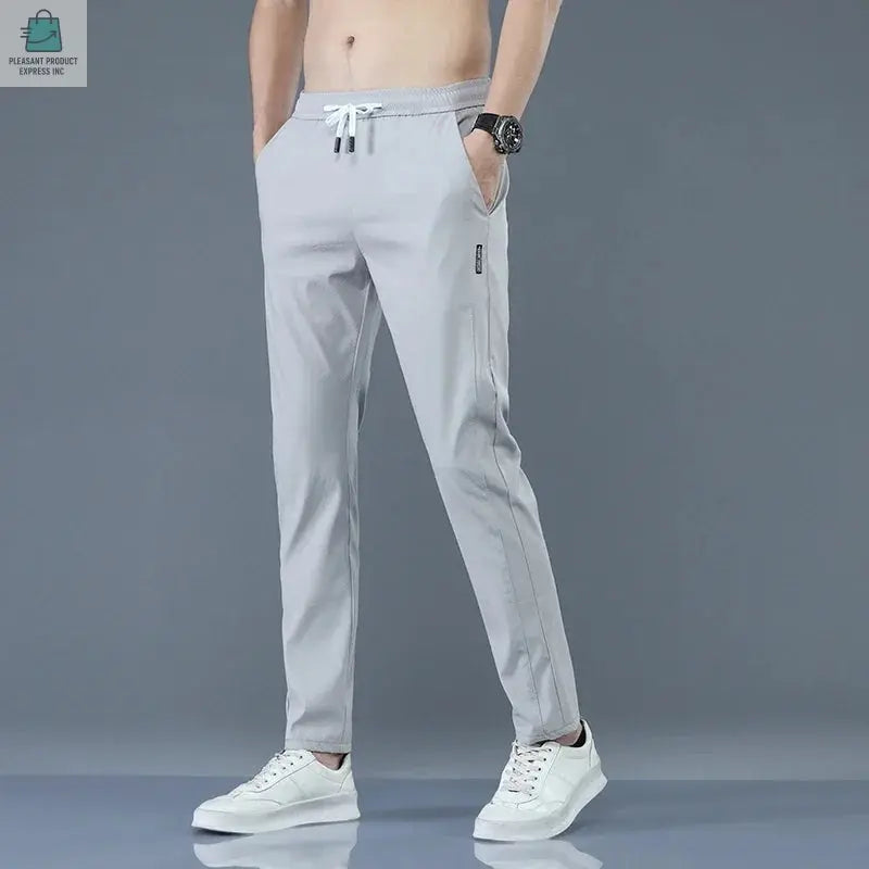 Men's Casual Long Slim Pencil Pants Straight Breathable Trousers