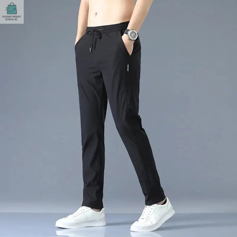 Men's Casual Long Slim Pencil Pants Straight Breathable Trousers