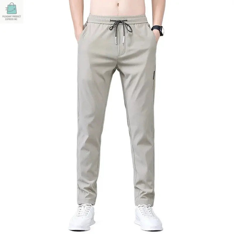 Men's Casual Long Slim Pencil Pants Straight Breathable Trousers
