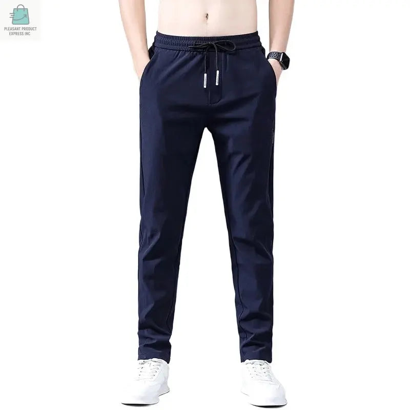 Men's Casual Long Slim Pencil Pants Straight Breathable Trousers