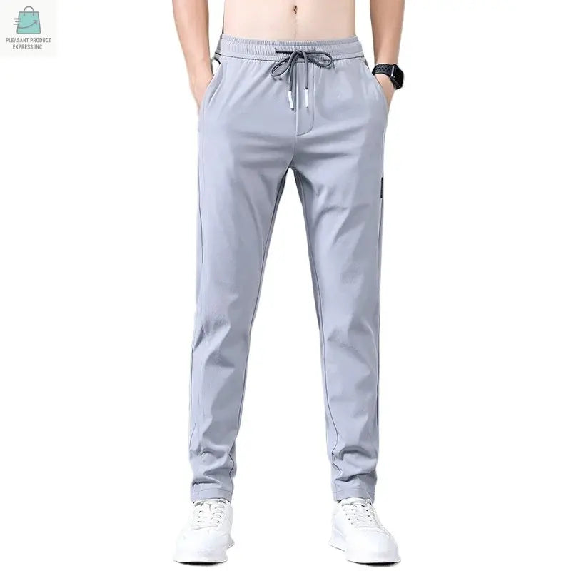 Men's Casual Long Slim Pencil Pants Straight Breathable Trousers