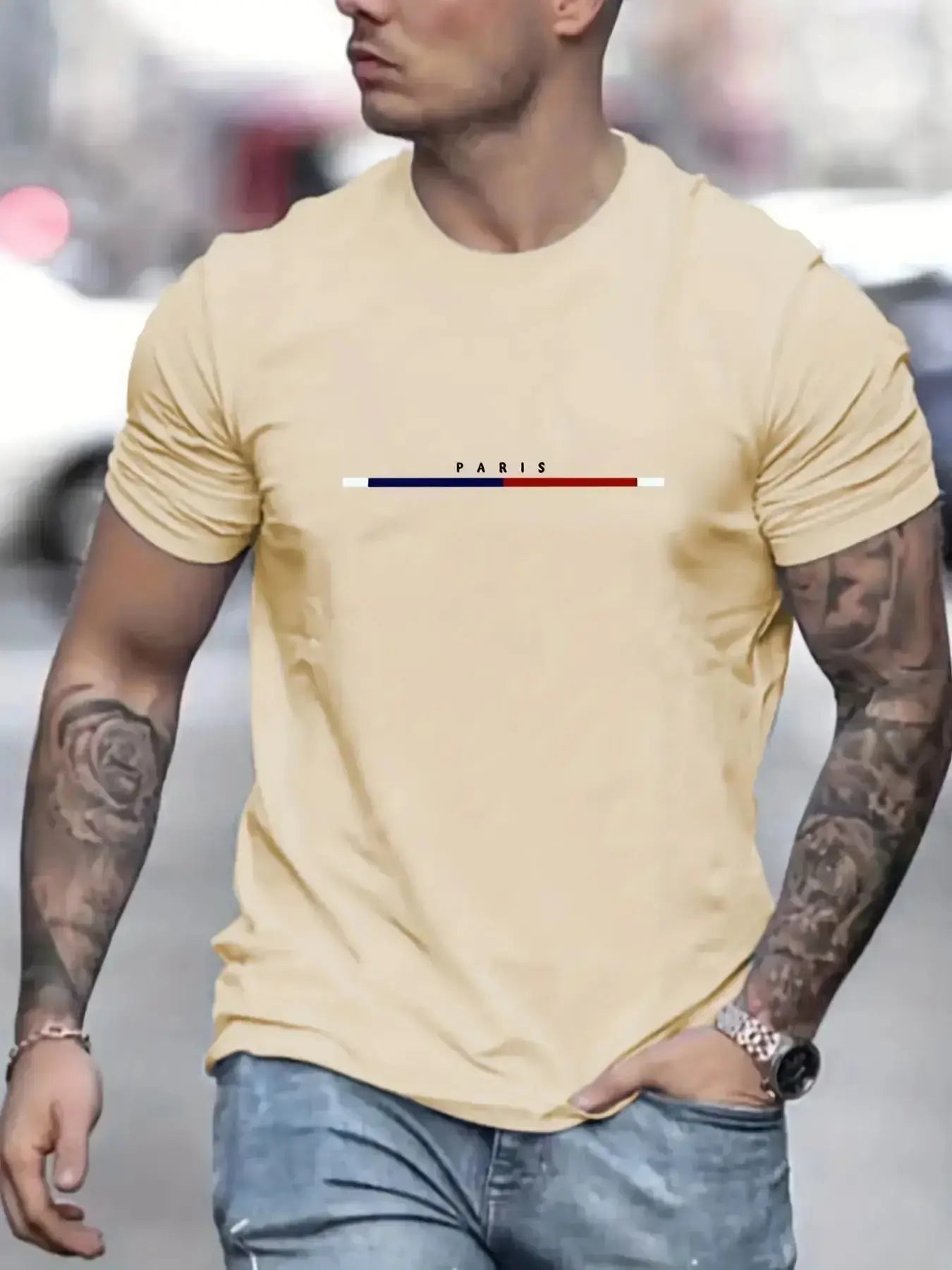 Men's Cotton Paris Short Sleeve T-shirtPleasant Product