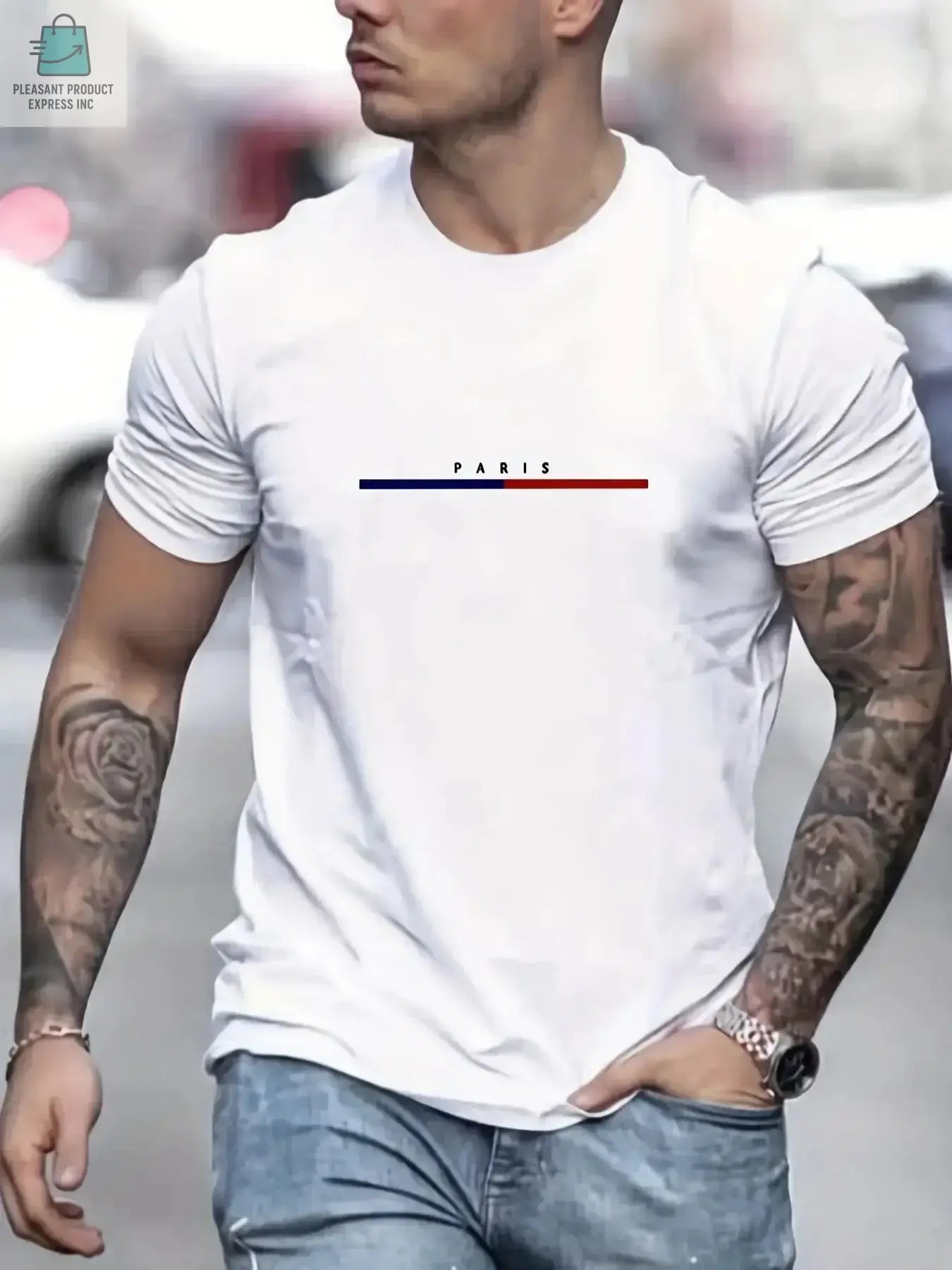 Men's Cotton Paris Short Sleeve T-shirtPleasant Product