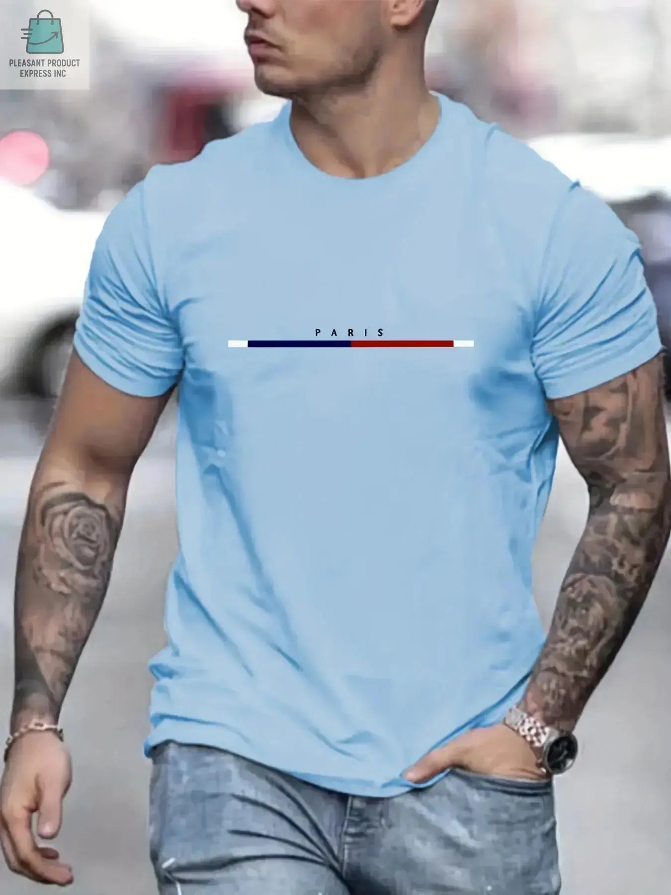 Men's Cotton Paris Short Sleeve T-shirtPleasant Product