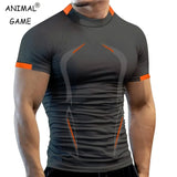 Men's summer breathable casual gym t-shirt with O-neck, short sleeves, and orange accents designed for comfort and style