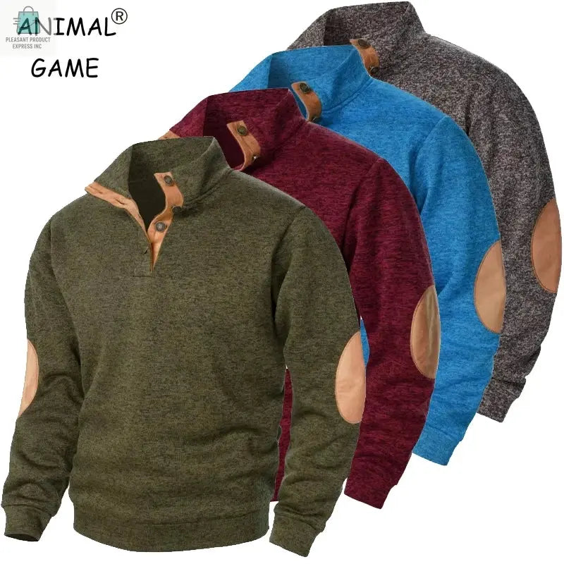 Men's Long Sleeve Stand Collar Sweatshirts Casual Pullover Pleasant Product Express Inc
