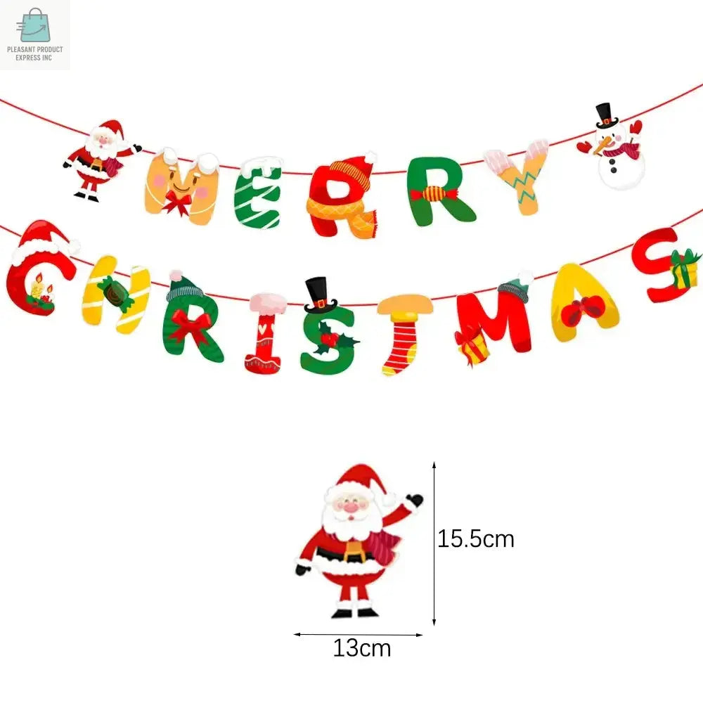 Merry Christmas Banners Decoration Santa Claus Snowman Paper HangingPleasant Product