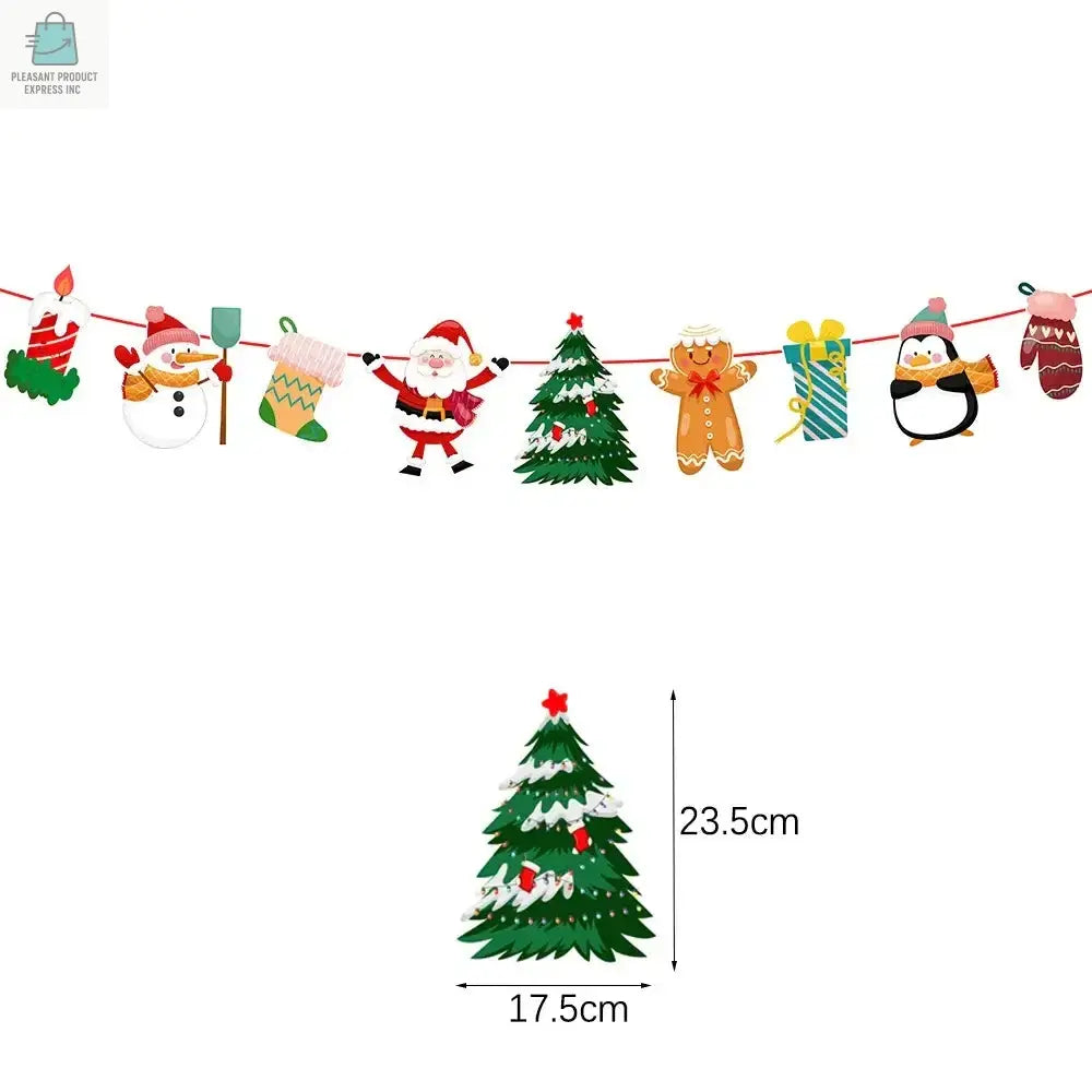 Merry Christmas Banners Decoration Santa Claus Snowman Paper HangingPleasant Product