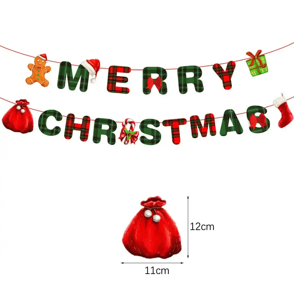 Merry Christmas Banners Decoration Santa Claus Snowman Paper HangingPleasant Product