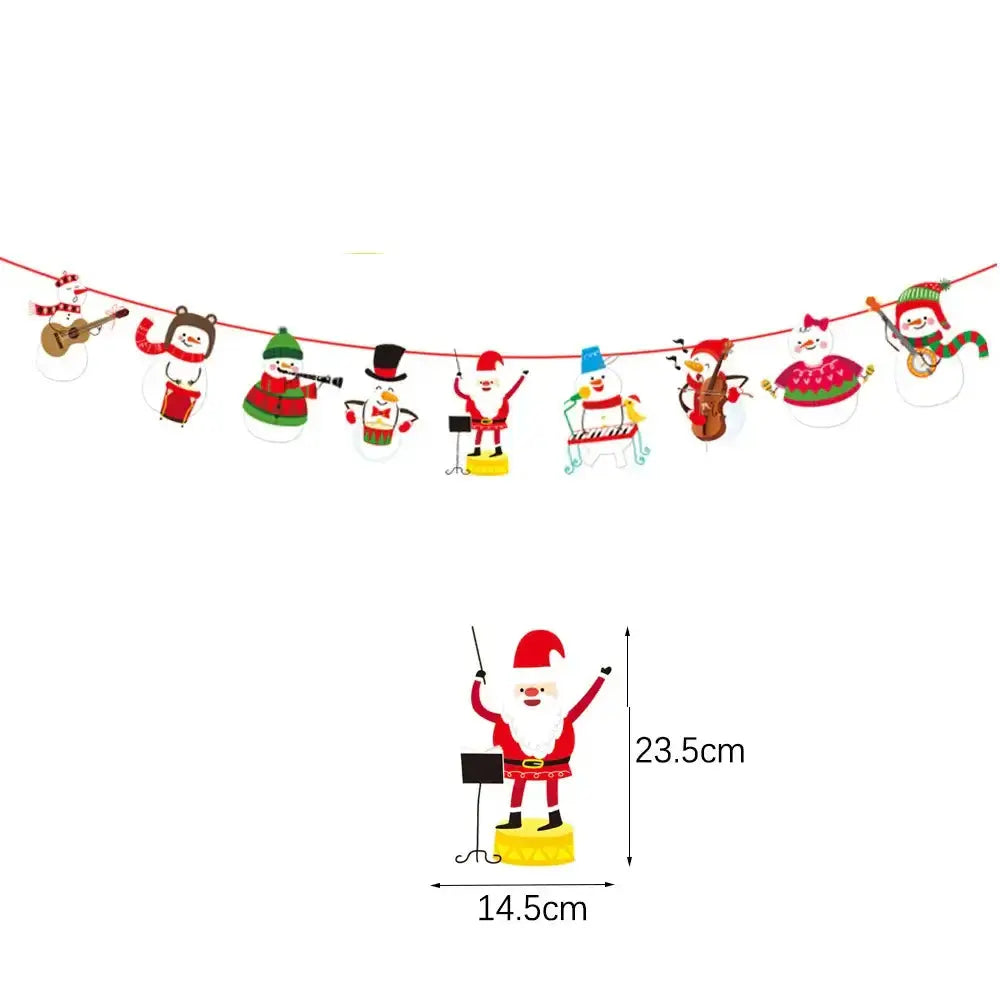 Merry Christmas Banners Decoration Santa Claus Snowman Paper HangingPleasant Product