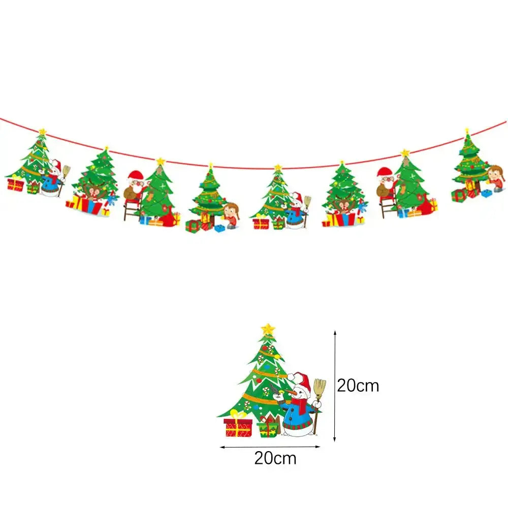 Merry Christmas Banners Decoration Santa Claus Snowman Paper HangingPleasant Product