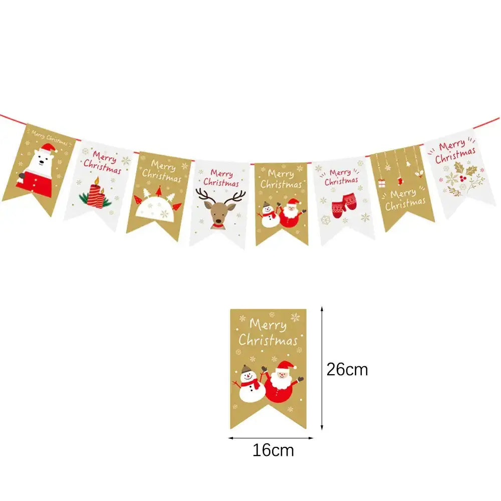 Merry Christmas Banners Decoration Santa Claus Snowman Paper HangingPleasant Product