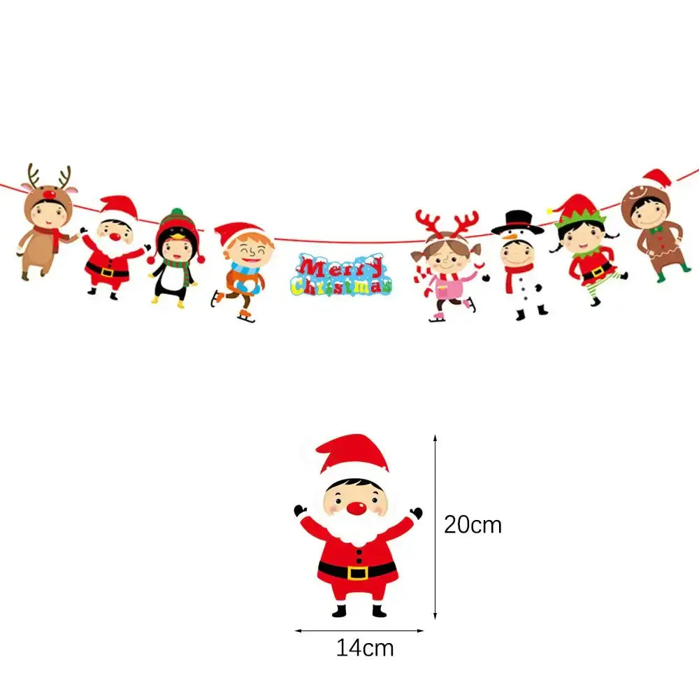 Merry Christmas Banners Decoration Santa Claus Snowman Paper HangingPleasant Product