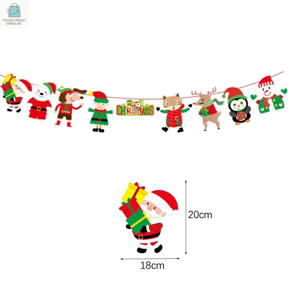 Merry Christmas Banners Decoration Santa Claus Snowman Paper HangingPleasant Product