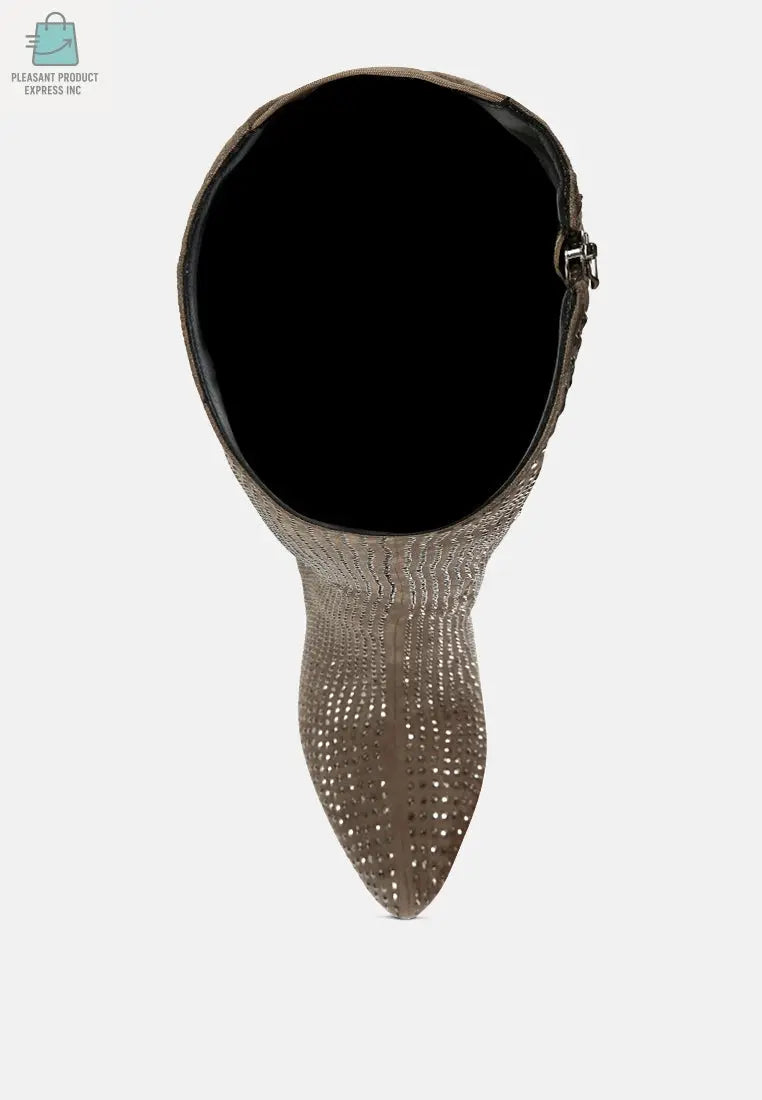 Nebula Rhinestone Embellished Stiletto Calf Boots-4