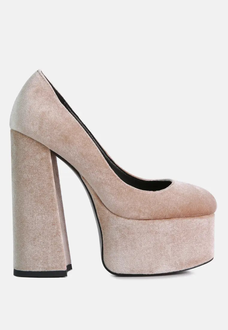 Old Novelty Platform Heel Velvet Pumps-6