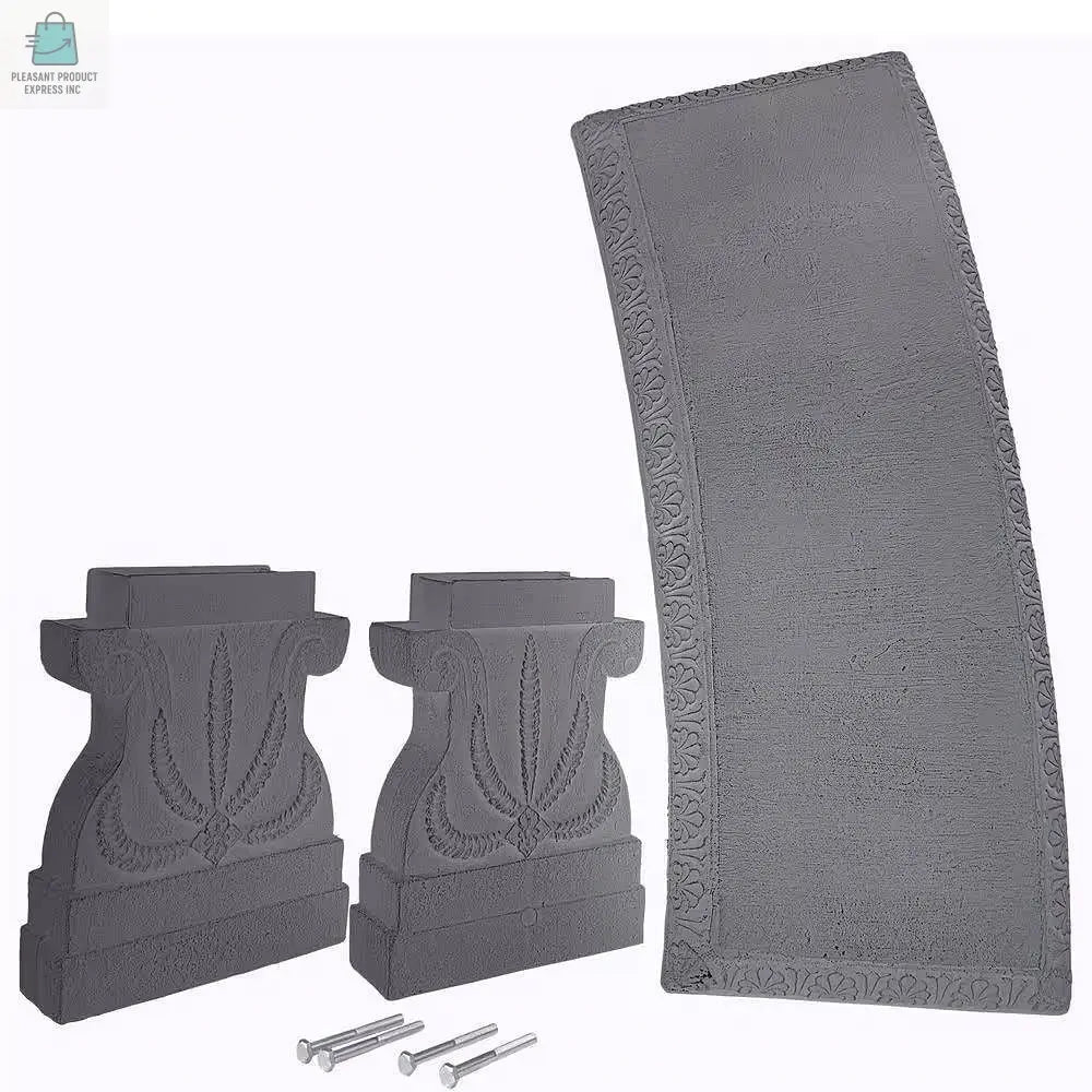 Outdoor Fiber-Clay Garden Bench in Grey Stone Finish-0