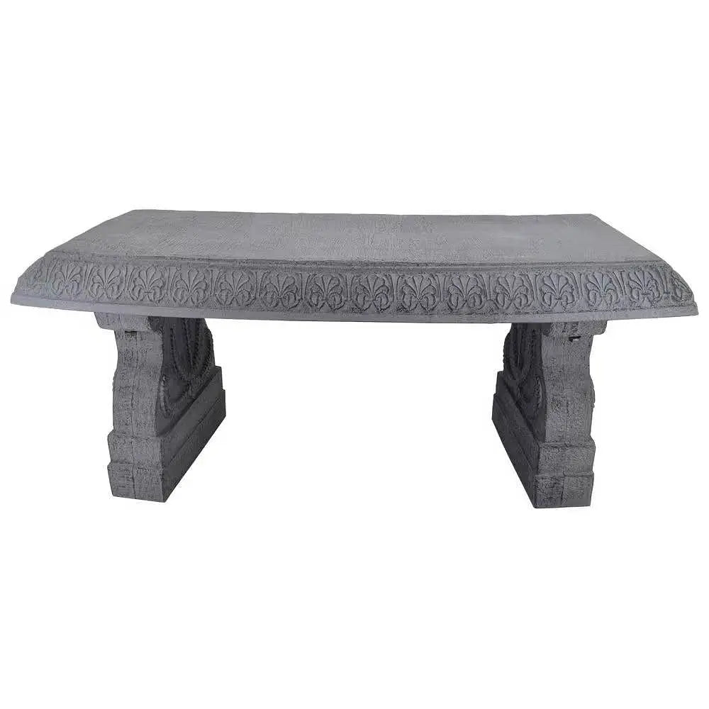 Outdoor Fiber-Clay Garden Bench in Grey Stone Finish-1