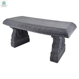 Outdoor Fiber-Clay Garden Bench in Grey Stone Finish-2