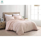 Queen Oversized Pink Ruffled Edge Microfiber Comforter Set-0