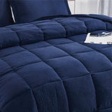 Queen Size Navy 3 Piece Microfiber Reversible Comforter Set-1