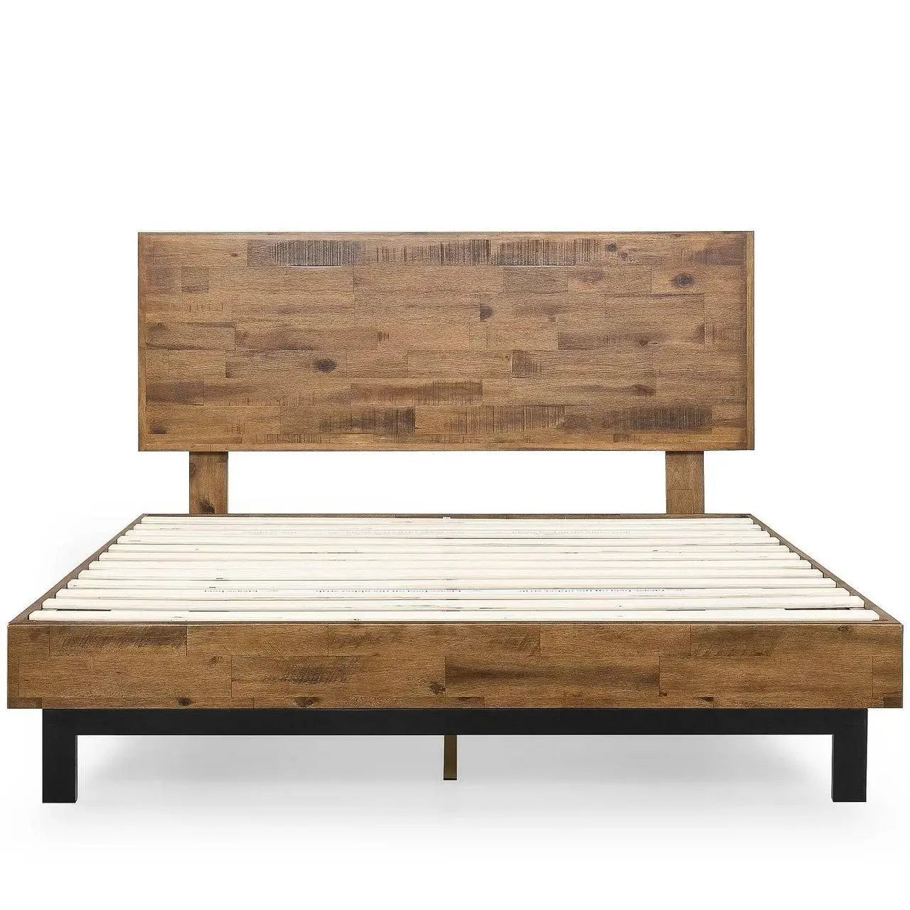 Queen Solid Wood Modern Platform Bed Frame with Adjustable Height Headboard-2