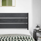 Queen size Industrial Platform Bed Frame with Wood Slatted Headboard in Black-1