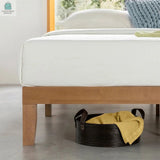 Queen size Solid Wood Platform Bed Frame in Natural Wooden Finish-1