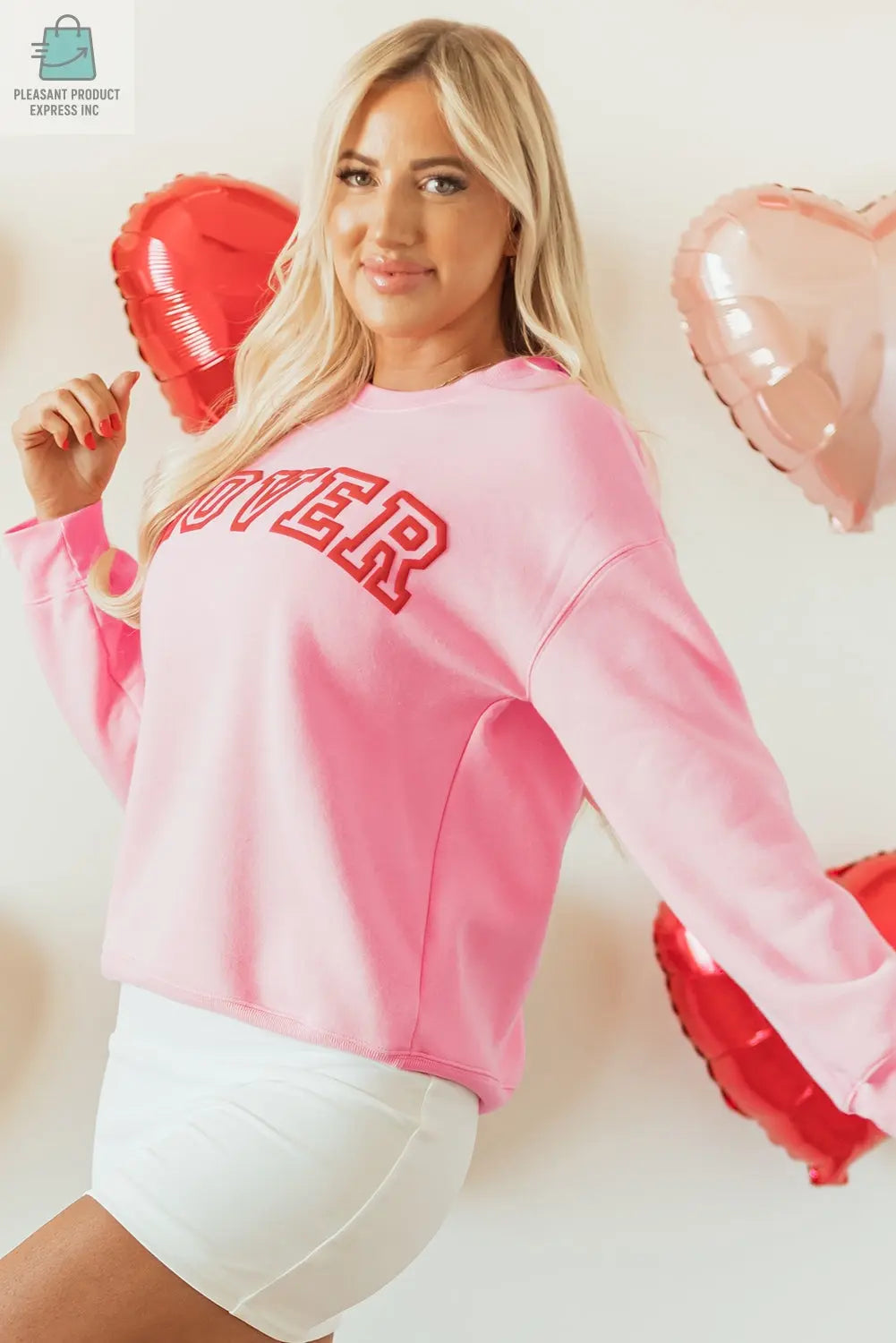 Raya LOVER Puff Print Drop Shoulder Pullover Sweatshirt-2