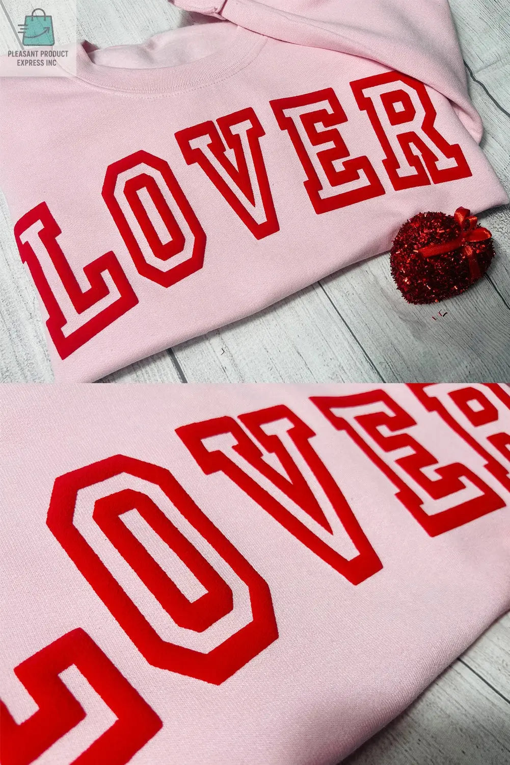 Raya LOVER Puff Print Drop Shoulder Pullover Sweatshirt-4