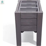 Rectangular Plastic Raised Garden Bed Planter Box - Dark Grey Cedar Wood Finish-1