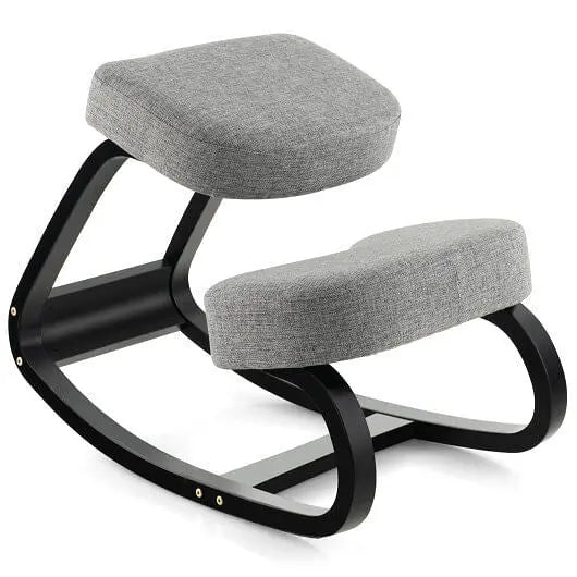 Rocking Ergonomic Kneeling Chair with Padded Cushion for Home Office-Gray-0