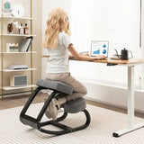 Rocking Ergonomic Kneeling Chair with Padded Cushion for Home Office-Gray-3