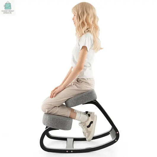Rocking Ergonomic Kneeling Chair with Padded Cushion for Home Office-Gray-4