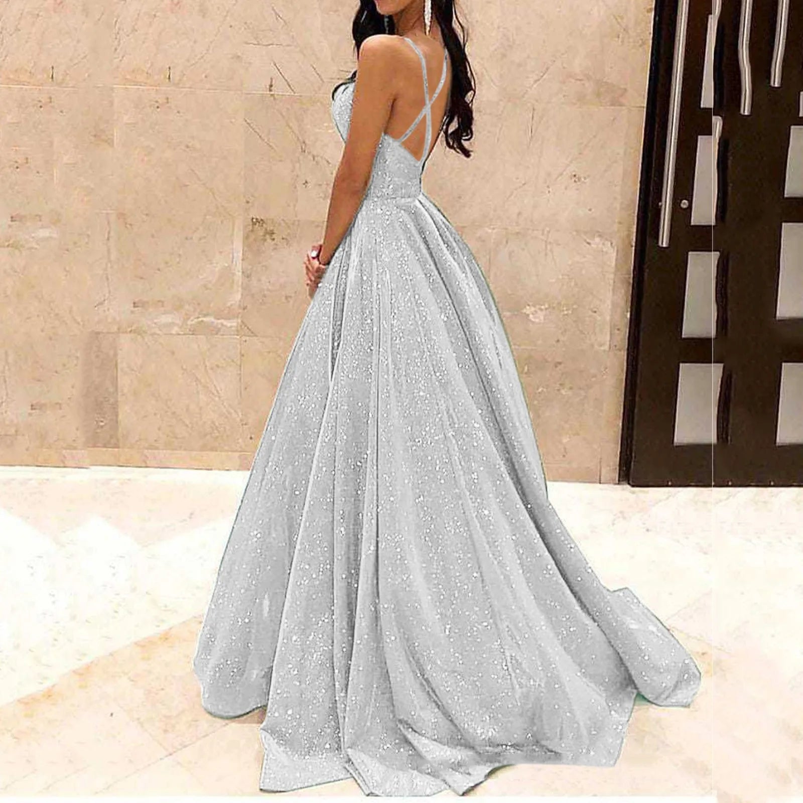 Sling Slim Dress Evening Dress Long Silk Dress for Women