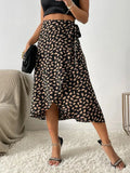 Women's Casual Print Tie Side Wrap Skirt Elegant High Waist Pleasant Product Express Inc