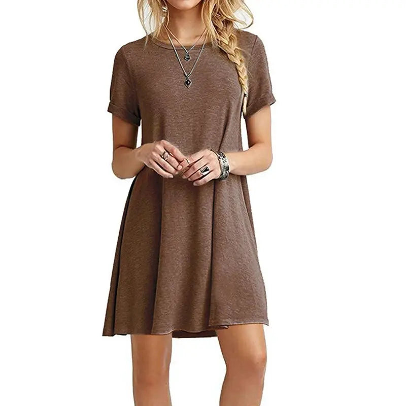 Vintage O Neck Print Loose Mini Dress Pleasant Product Express Inc