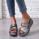 Ladies Glitter PU Wedges Comfortable Female Shoes