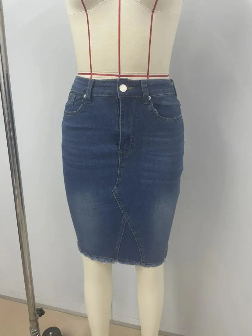 Women Denim Skirts Straight High Waist Hip Wrap Stretch Pleasant Product Express Inc
