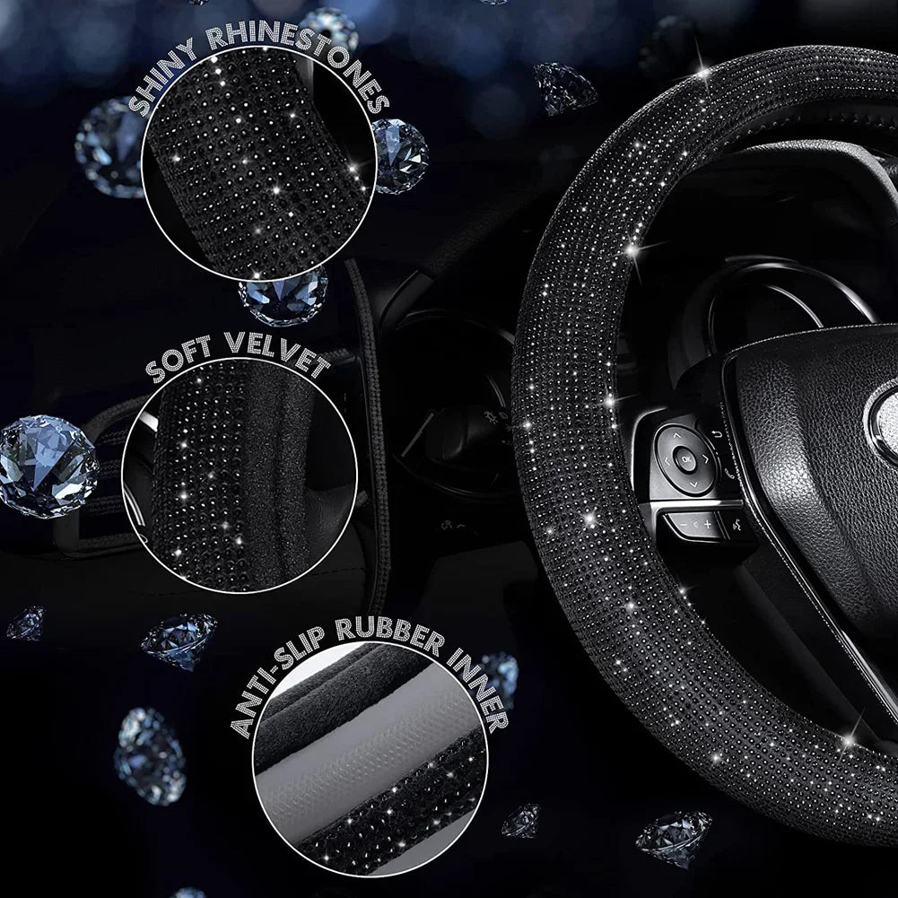 Bling Bling Diamond Rhinestones Crystal Car Steering Wheel Cover - Pleasant Product